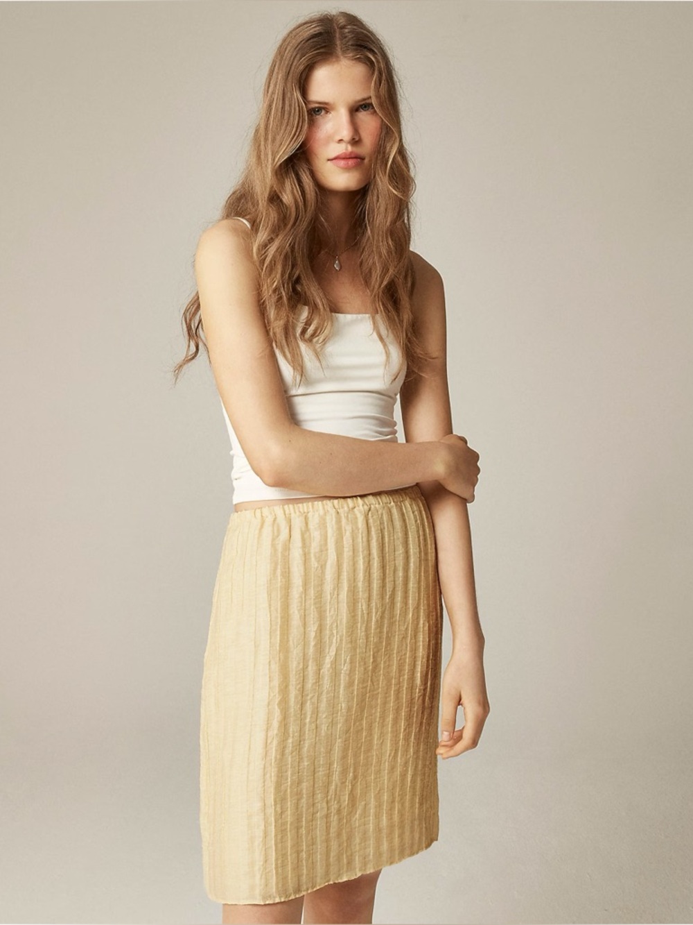 J. Crew Textured Linen-blend Skirt Sweet Meringue Yellow